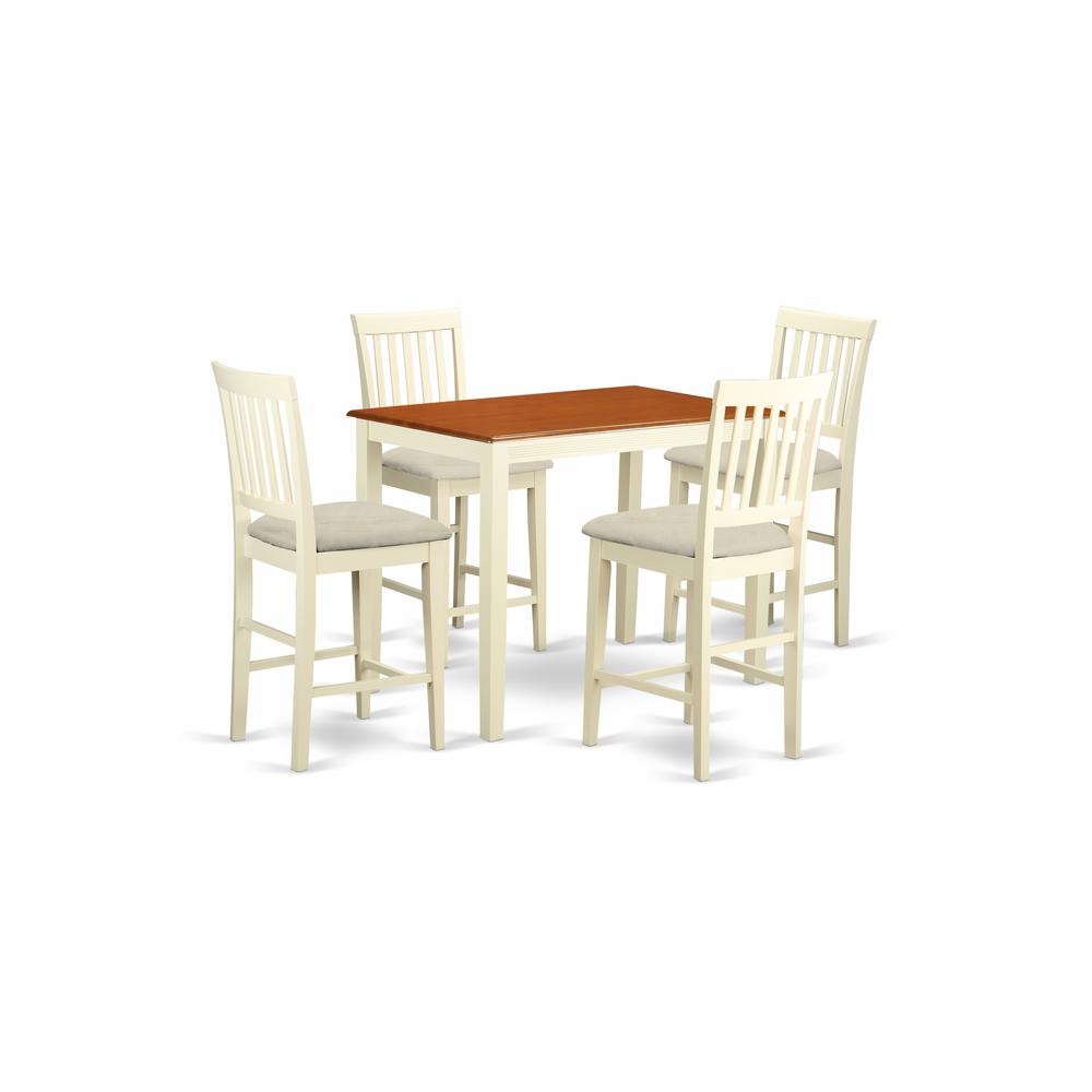 YAVN5-WHI-C 5 Pc counter height set - Dining Table and 4 counter height Dining chair.. Picture 1
