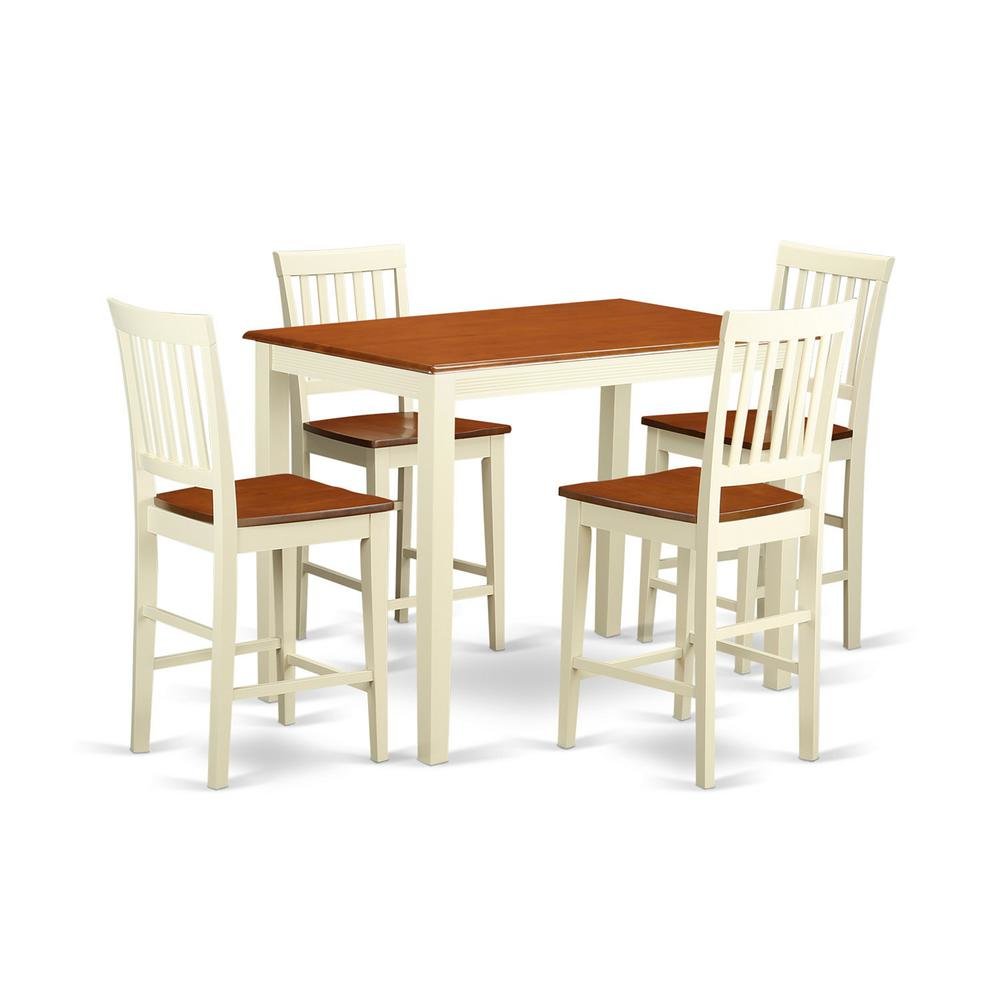 5  Pc  counter  height  set-pub  Table  and  4  bar  stools  with  backs. Picture 1