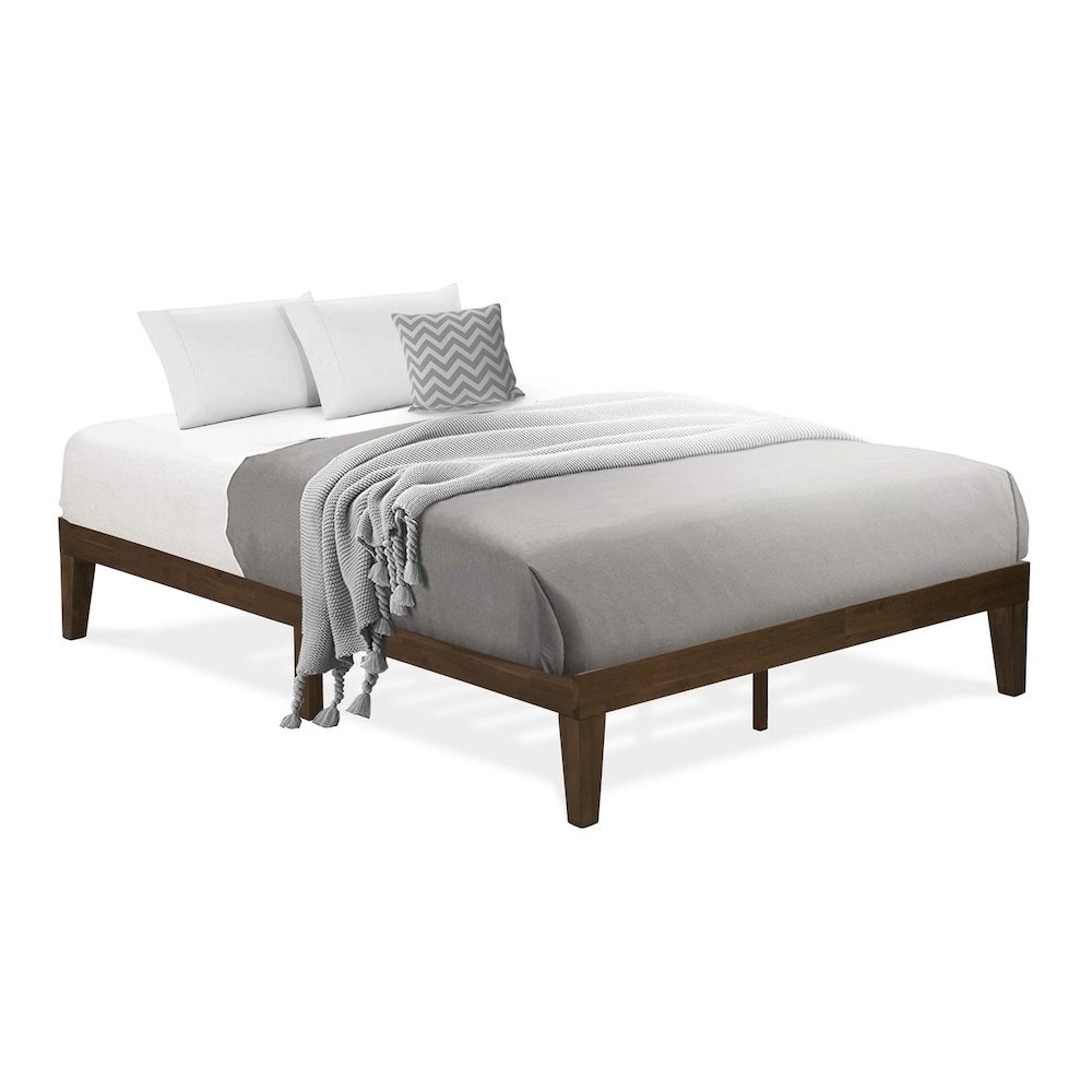 Queen Platform Bed Frame with 4 Legs and 2 Extra Center Legs - Walnut Finish. Picture 9