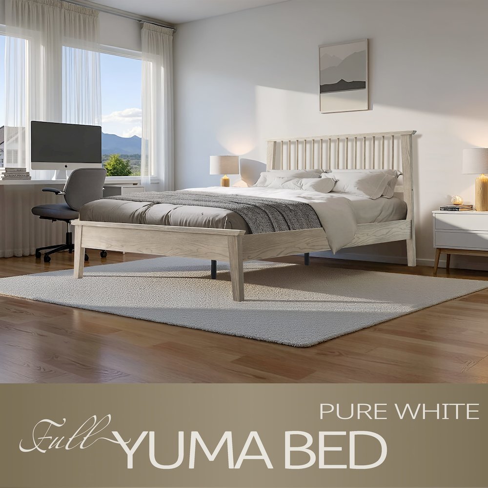 Full Wooden Platform Bed Frame, Driftwood Gray Oak Finish, Morden Style. Picture 6