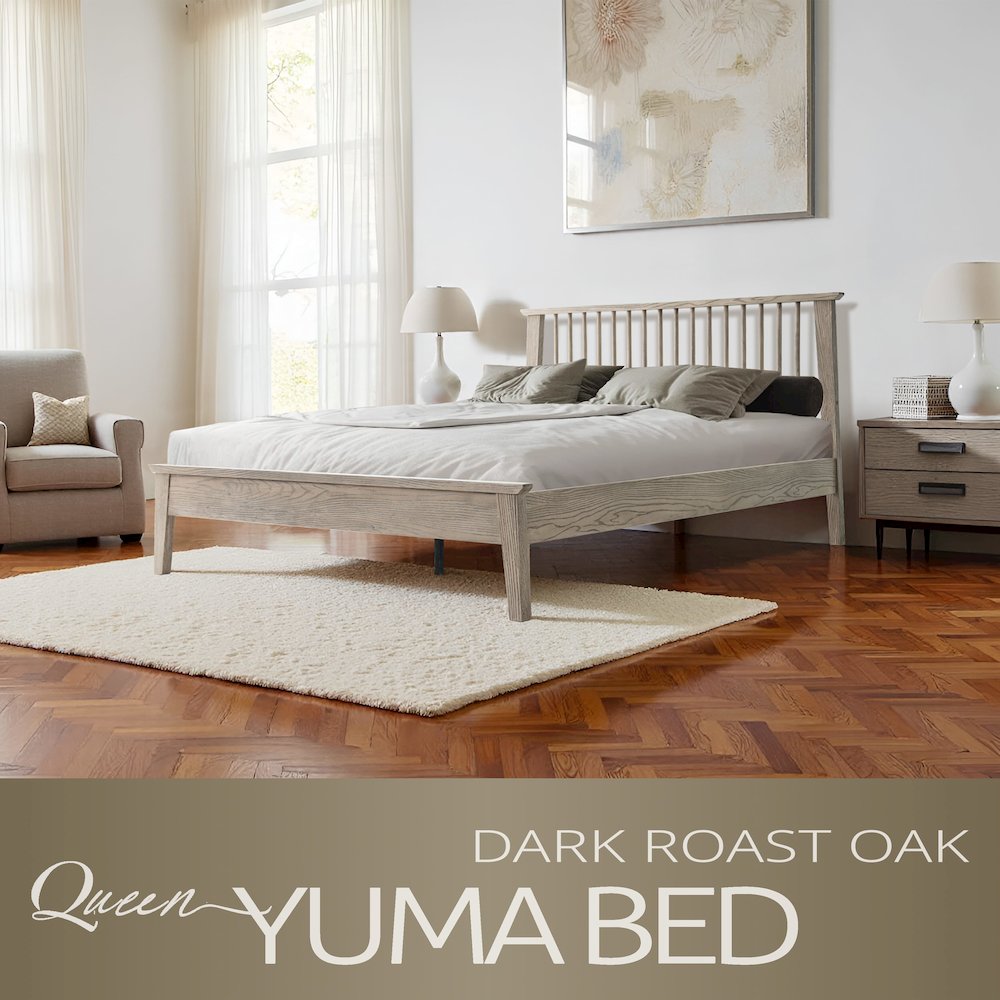 Queen Wooden Platform Bed Frame, Driftwood Gray Oak Finish, Morden Style. Picture 6