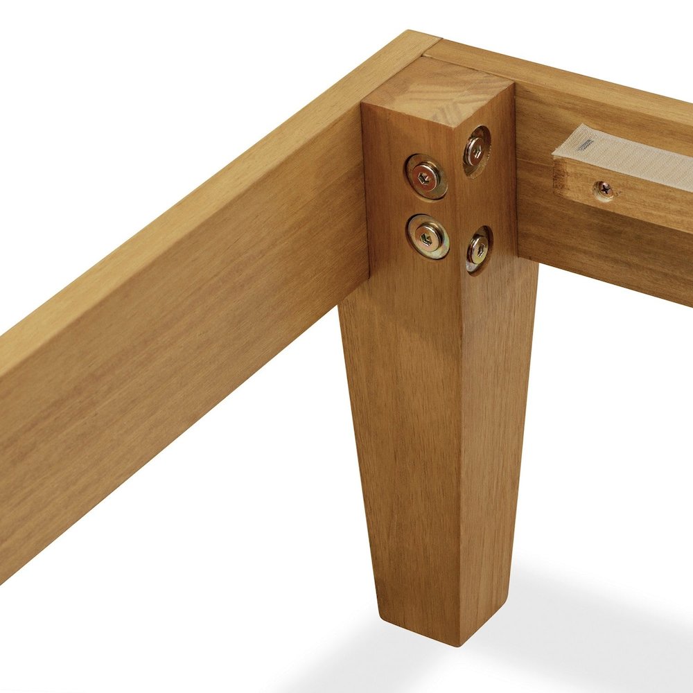 Full Size Platform Bed Frame with 4 Legs and 2 Extra Center Legs - Oak Finish. Picture 4