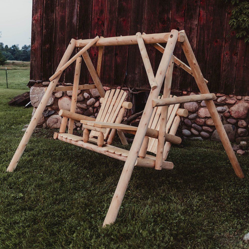 Cedar Log Tete-A-Tete Yard Swing. Picture 2