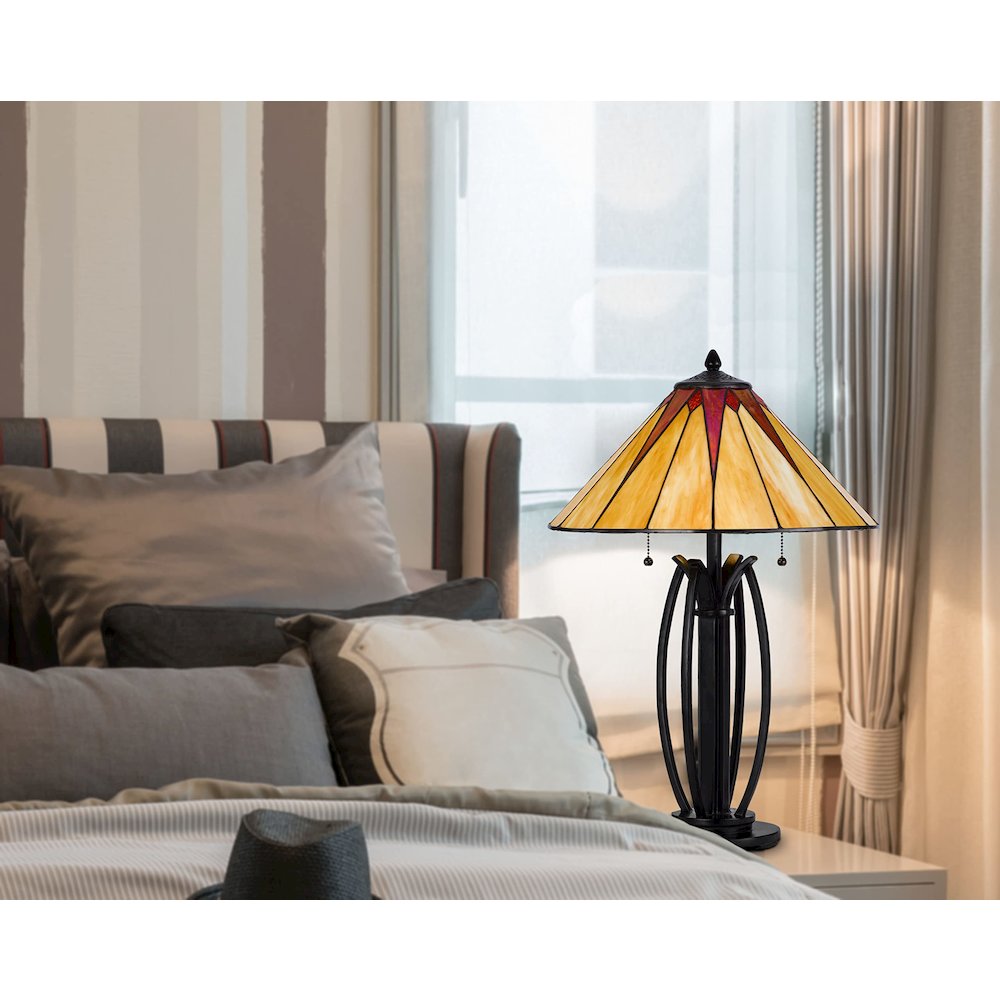 60W X 2 Metal/Resin Tiffany Table Lamp With Pull Chain Switches. Picture 5