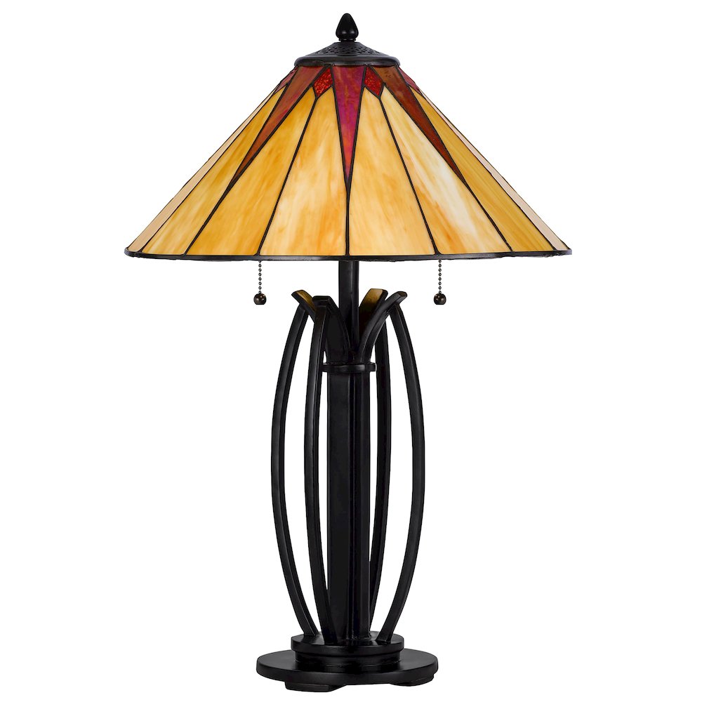 60W X 2 Metal/Resin Tiffany Table Lamp With Pull Chain Switches. Picture 1