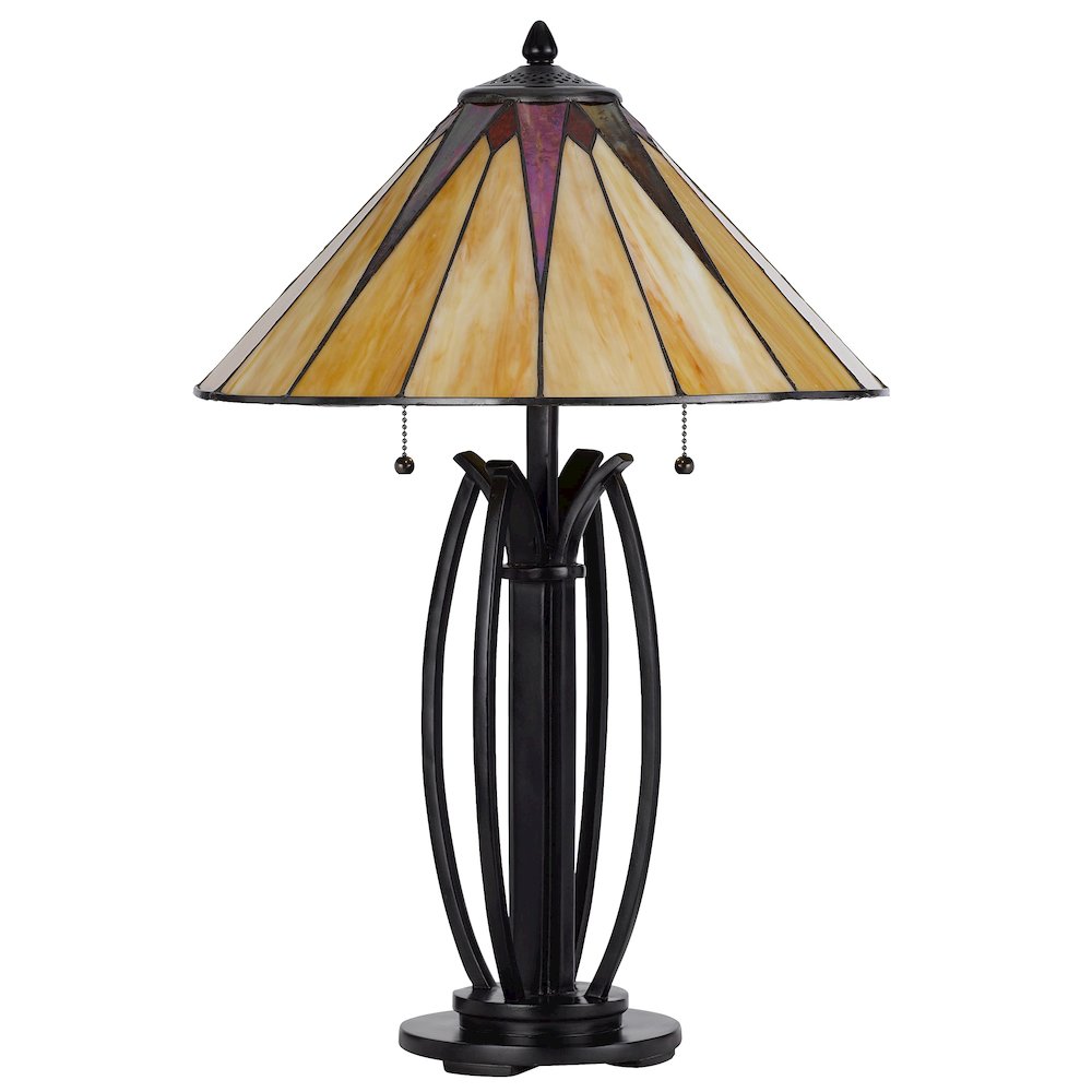 60W X 2 Metal/Resin Tiffany Table Lamp With Pull Chain Switches. Picture 3