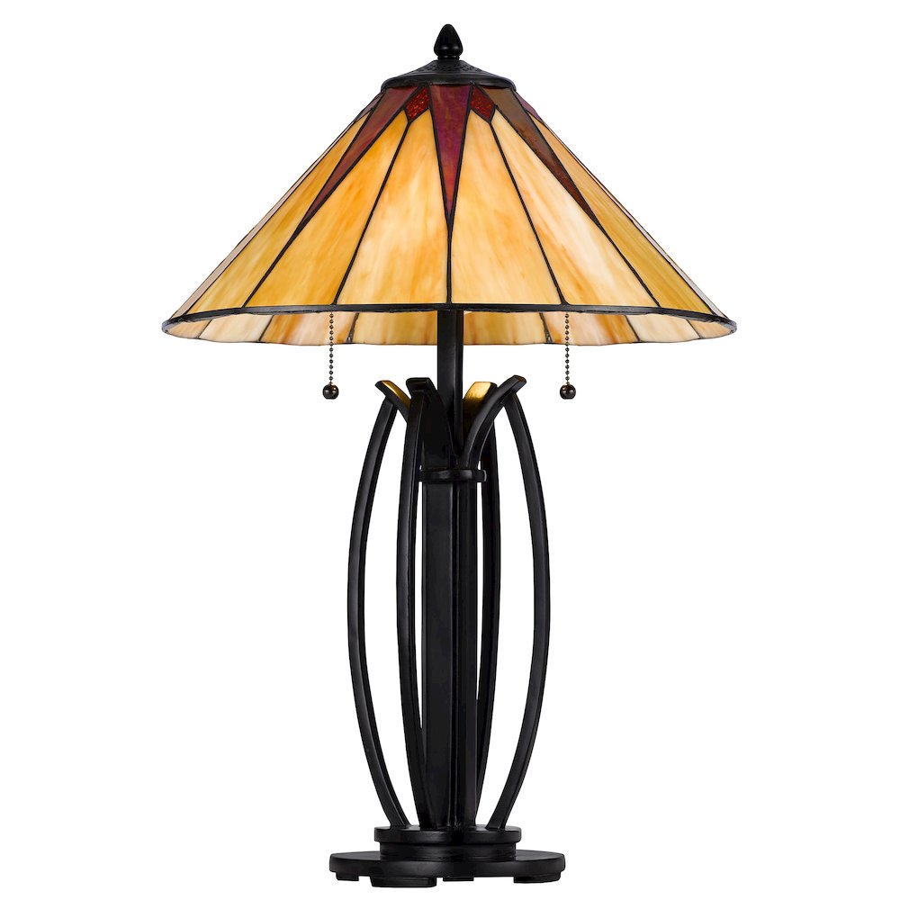 60W X 2 Metal/Resin Tiffany Table Lamp With Pull Chain Switches. Picture 2