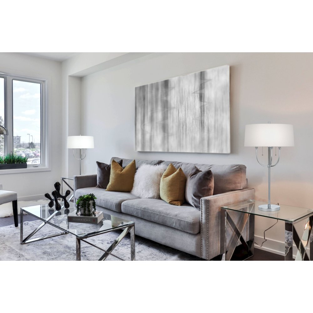 60W X 2 Lesinametal  Floor Lamp With Linen Shade. Picture 4