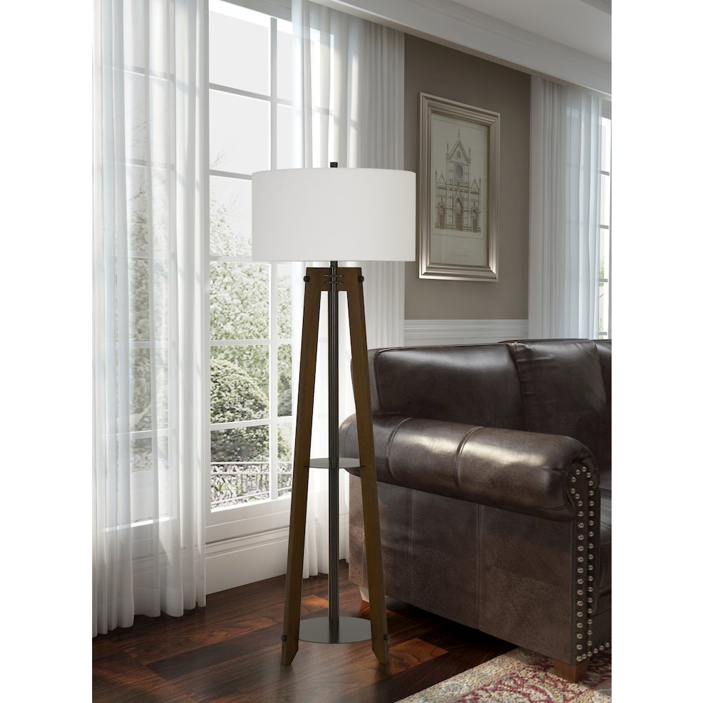 150W 3 Way Bilzen Ash Wood Tripod Floor Lamp. Picture 2