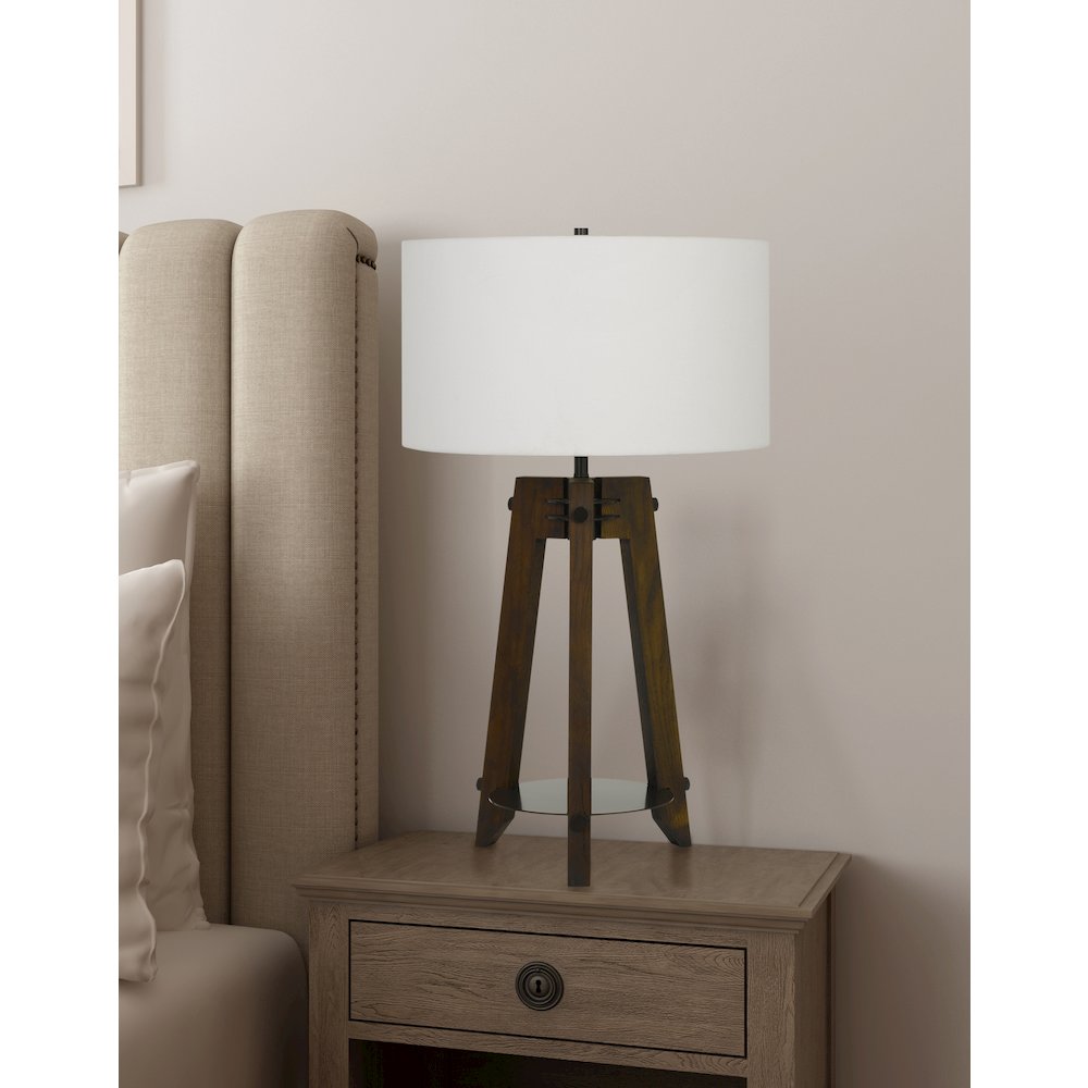 150W 3 Way Bilzen Ash Wood Tripod Table Lamp. Picture 2