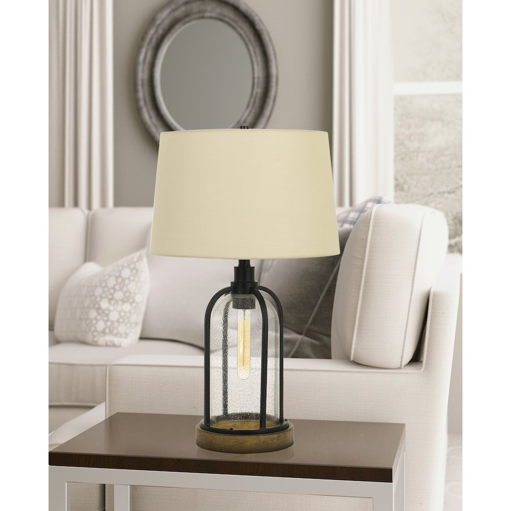 Ciney Glass/Metal/Pine Wood Table Lamp. Picture 3