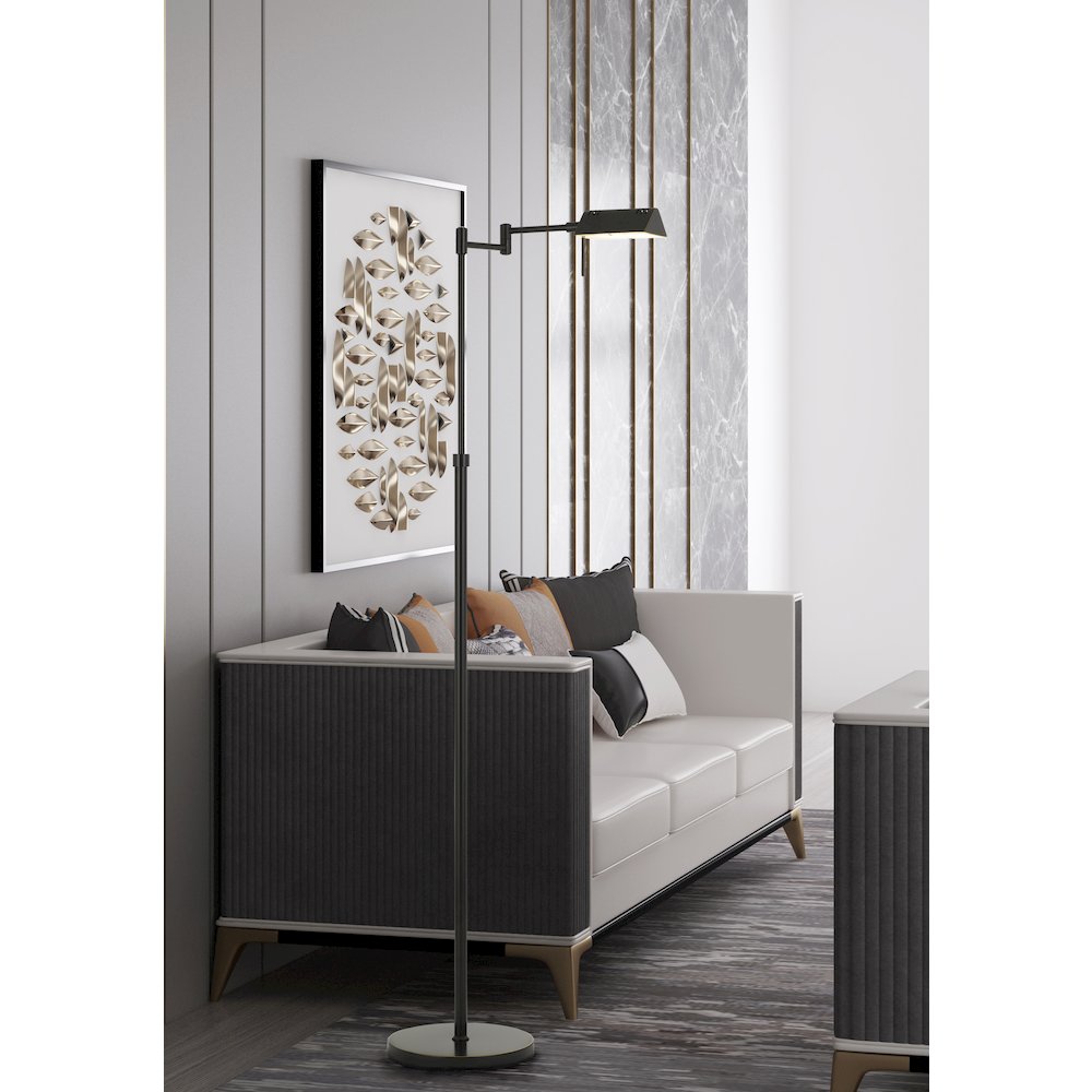 Metal Led 10W, 780 Lumen, 3K Pharmacy Swing Arm Adjustable Floor Lamp. Picture 2