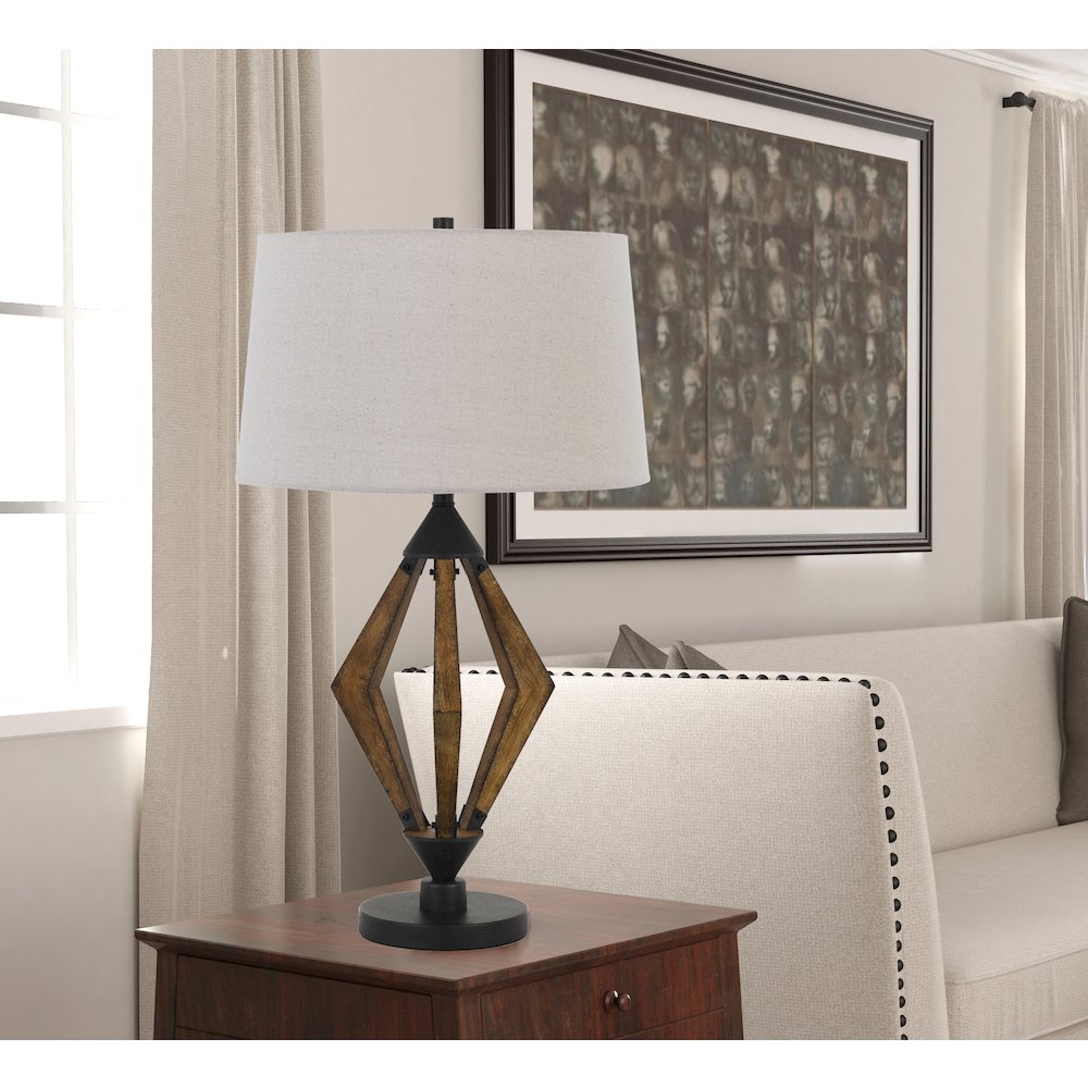 Valence 150W 3 Way Metal/Pine Wood Table Lamp. Picture 2