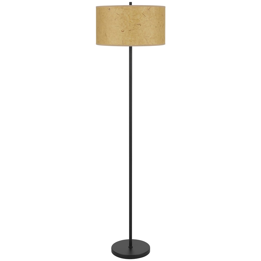 100 Watt Octavia Black Metal Pole Lamp with Kraft Shade. Picture 6