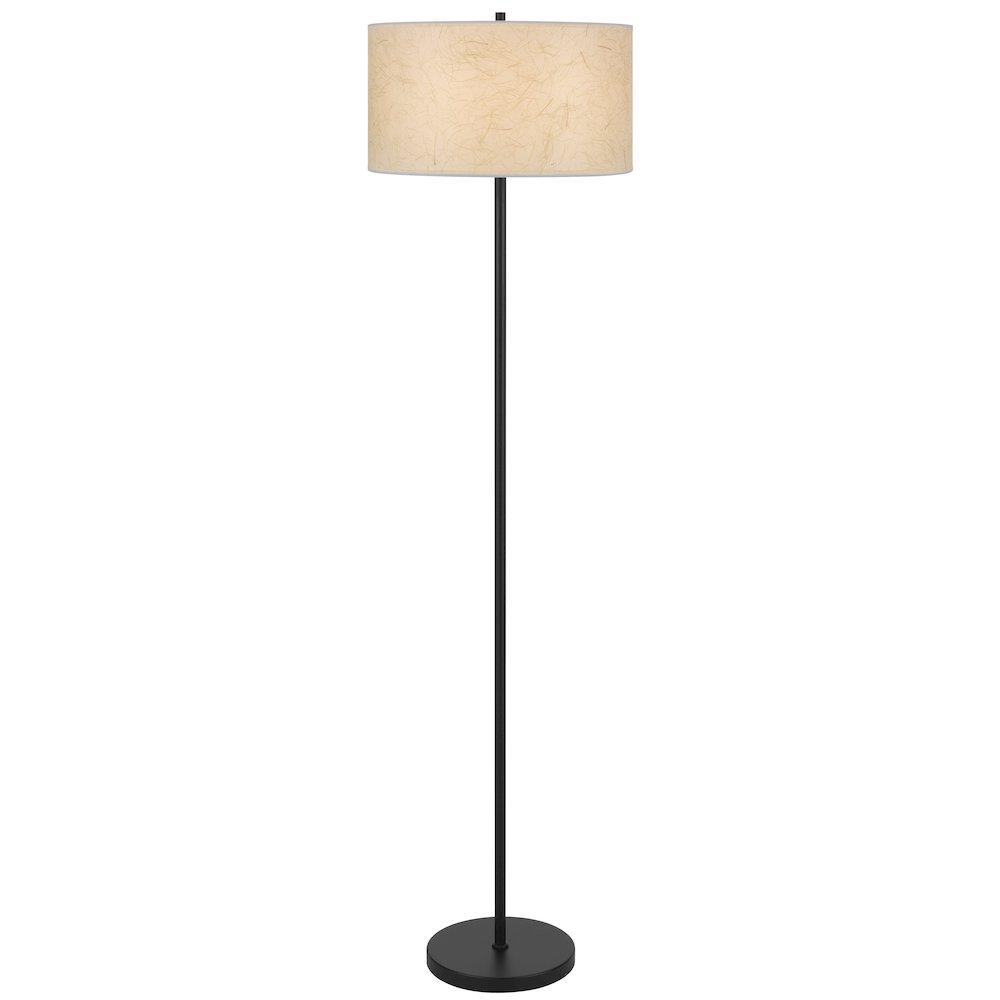 100 Watt Octavia Black Metal Pole Lamp with White Drum String Pattern Shade. Picture 4