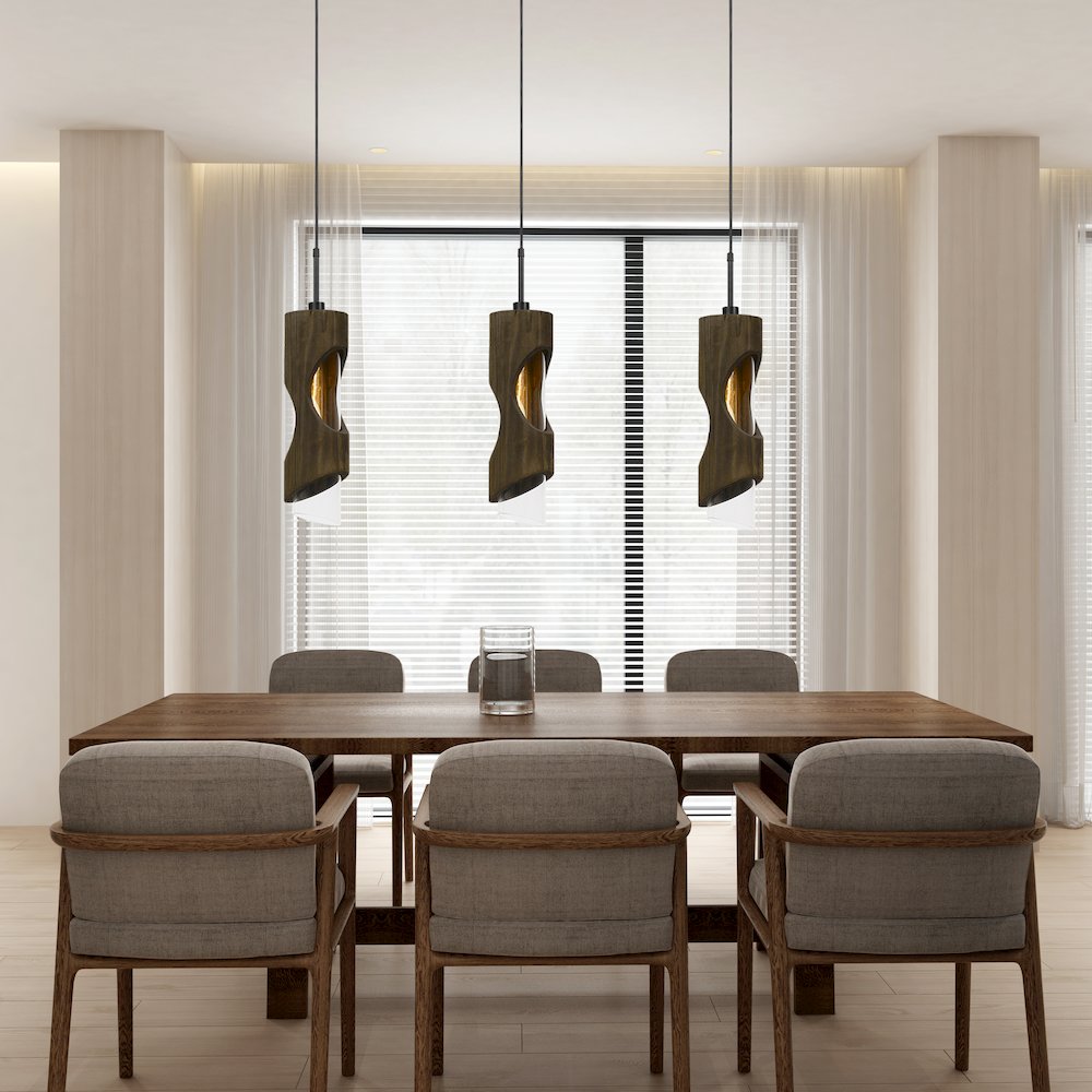 60W Zamora Wood Pendant With Clear Glass Shade (Edison Bulb Not Included). Picture 4