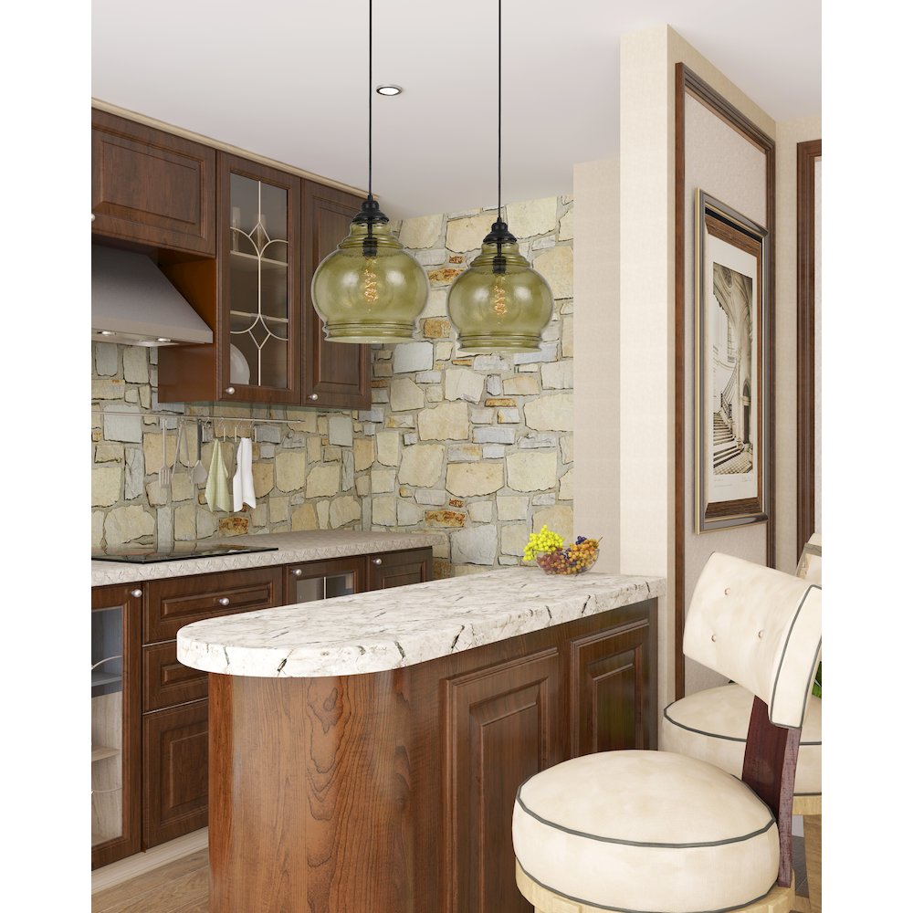60W Rovigo Rippled Glass Pendant (Edison Bulb Not Included). Picture 4