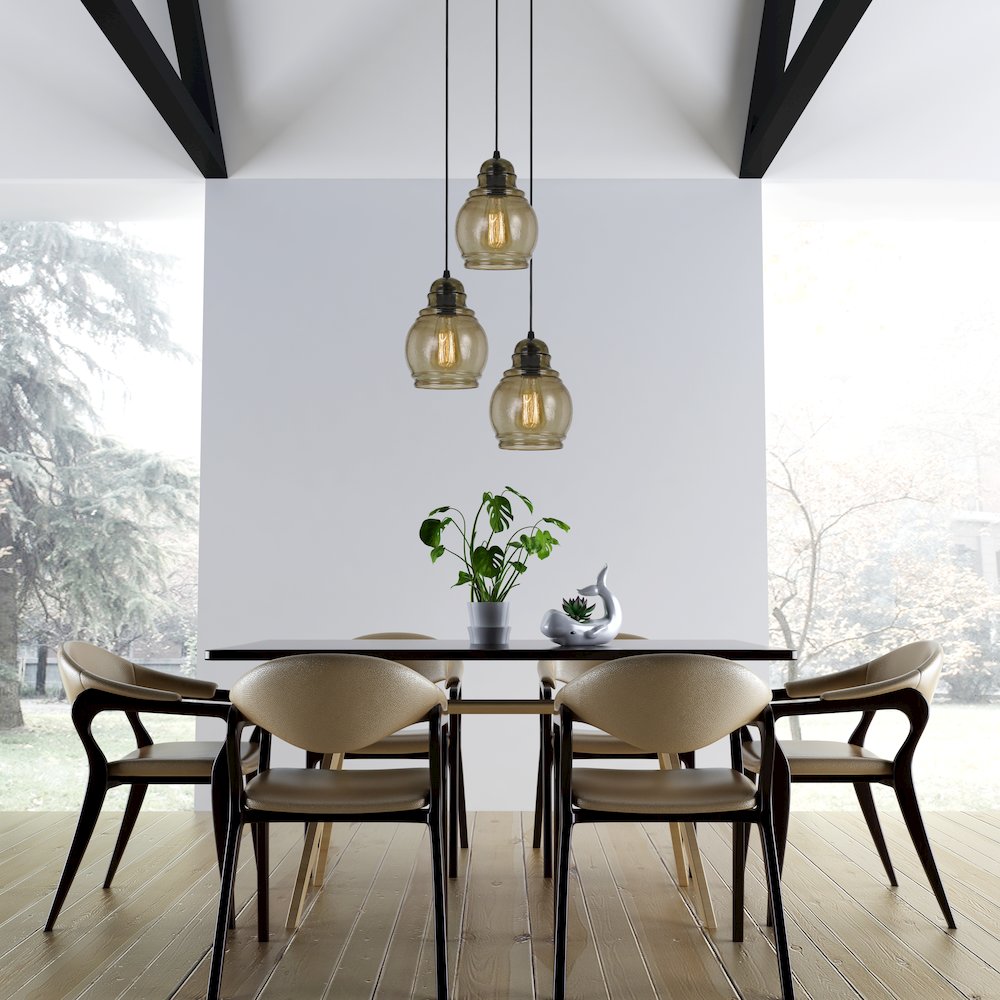 60W Teramo Rippled Glass Pendant (Edison Bulb Not Included). Picture 4