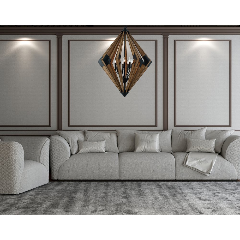 60W X 9 Arezzo Wood Chandelier. Picture 4