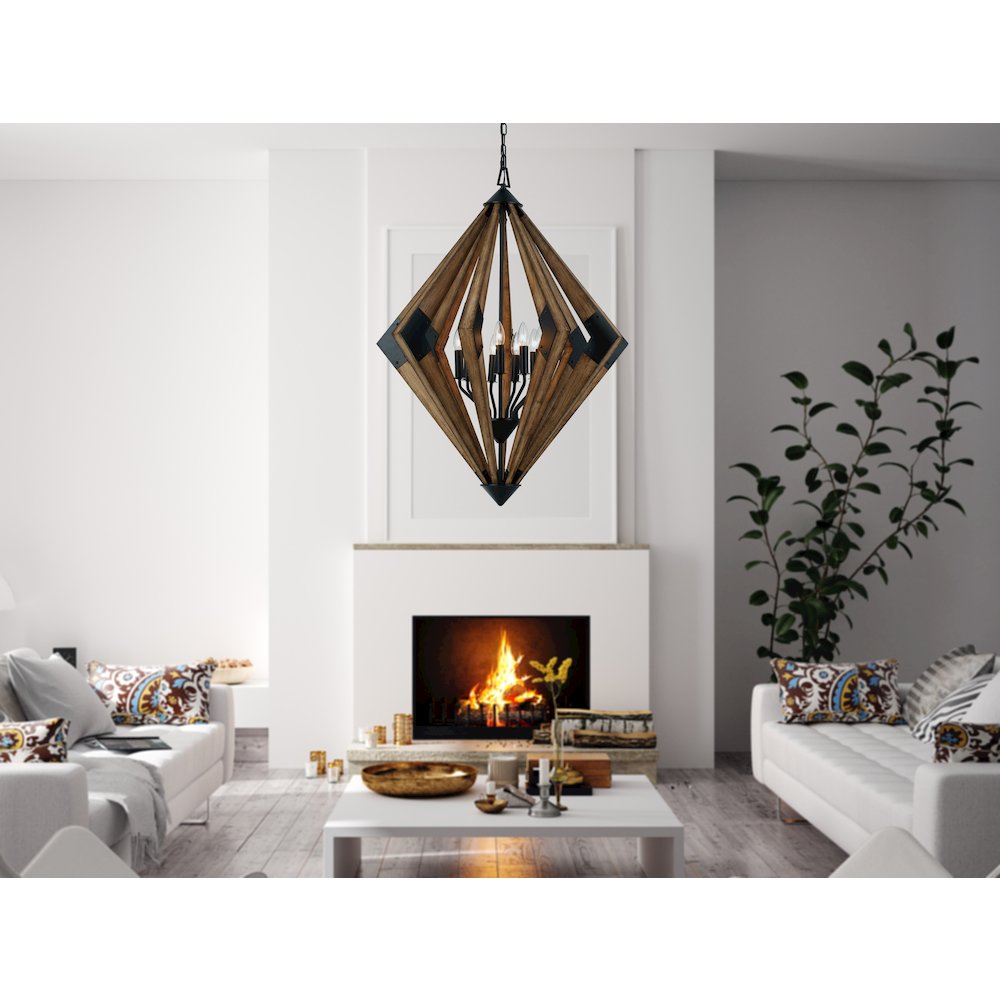 60W X 9 Arezzo Wood Chandelier. Picture 5