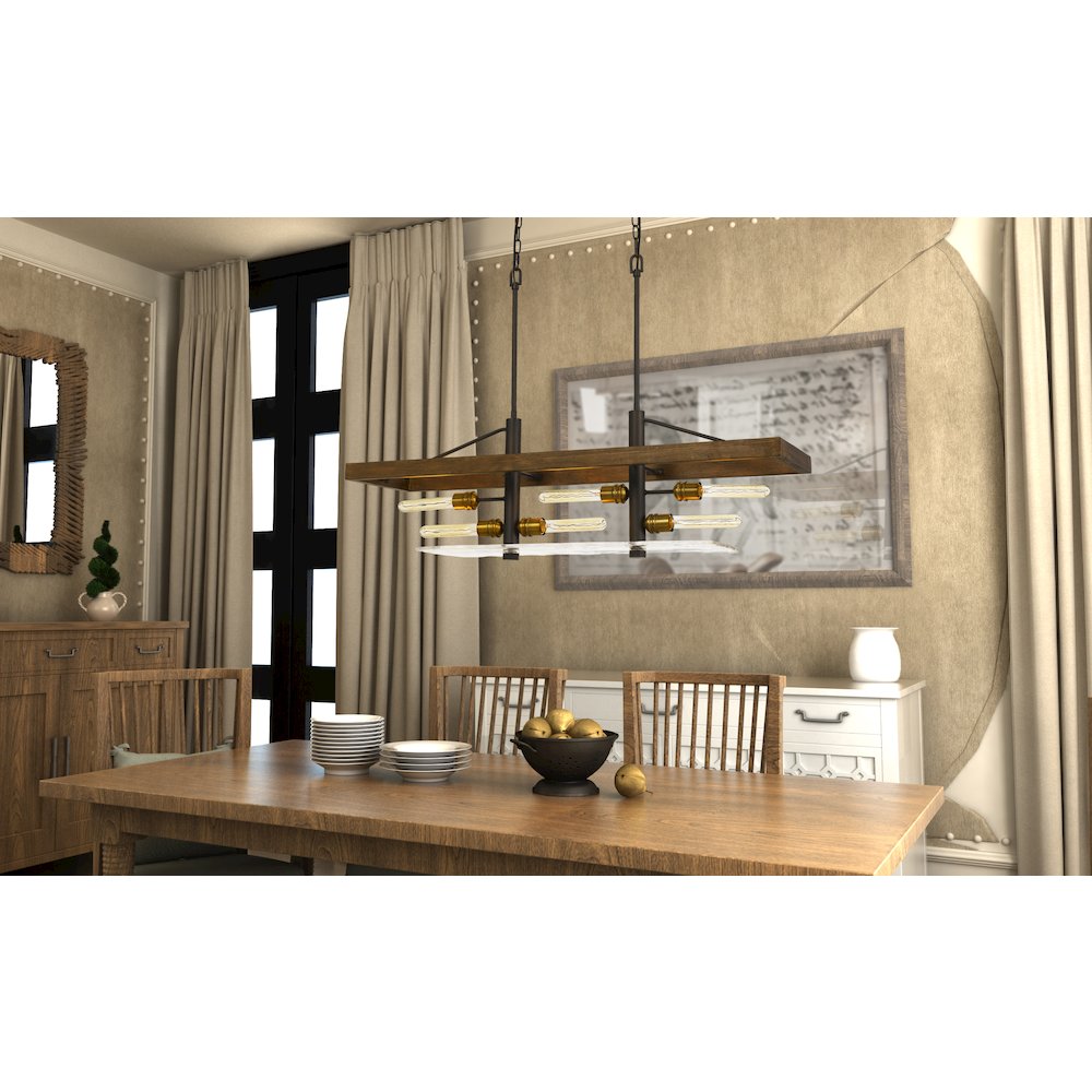 Craiova 60W X 6 Pine Wood Island Chandelier. Picture 2
