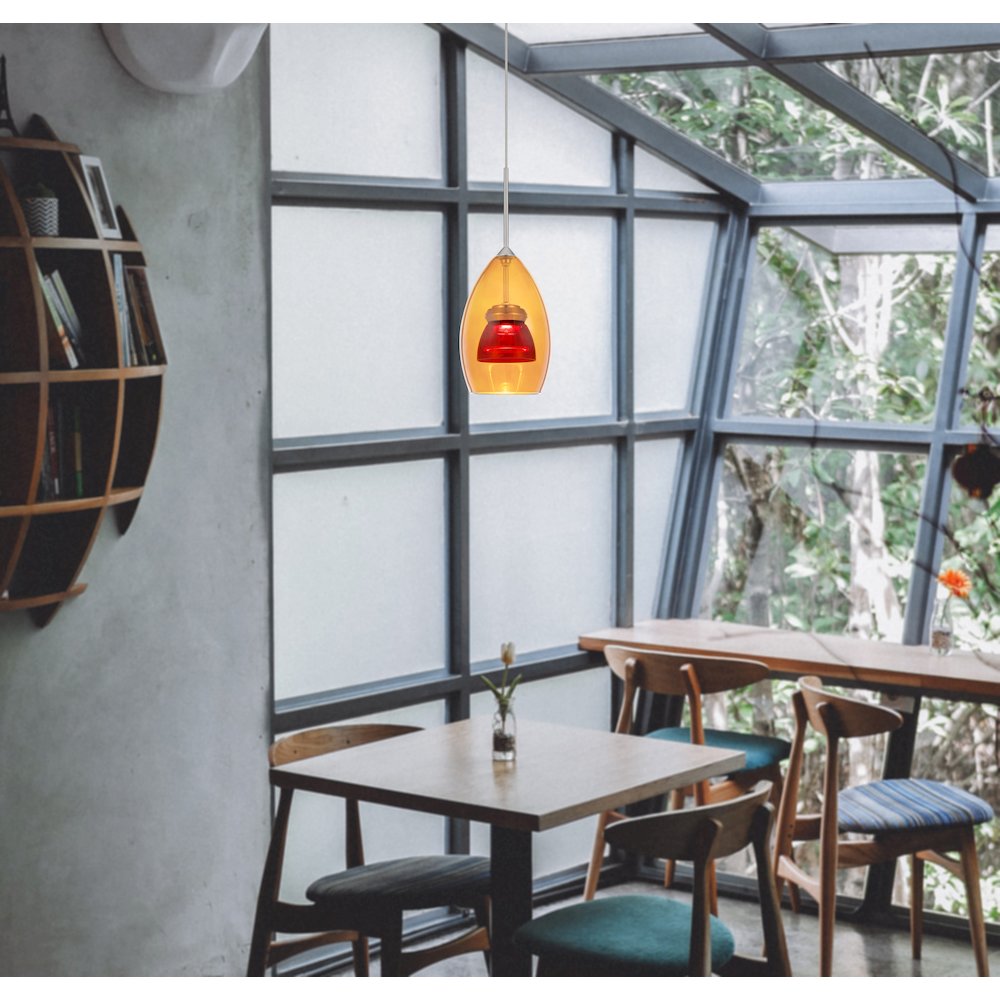 Integrated dimmable LED glass mini pendant light. 6W, 450 lumen, 3000K. Picture 2