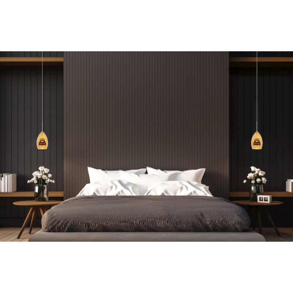 Integrated dimmable LED glass mini pendant light. 6W, 450 lumen, 3000K. Picture 2