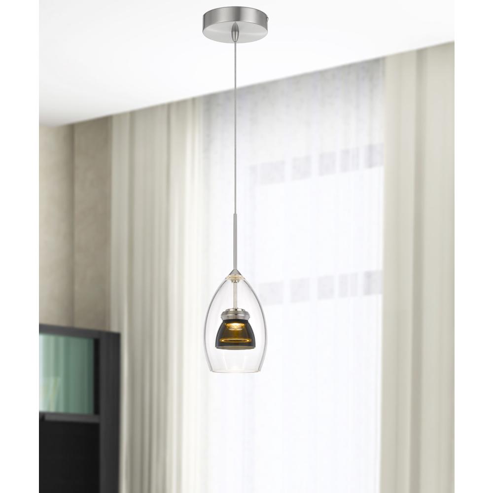 Integrated dimmable LED glass mini pendant light. 6W, 450 lumen, 3000K. Picture 1