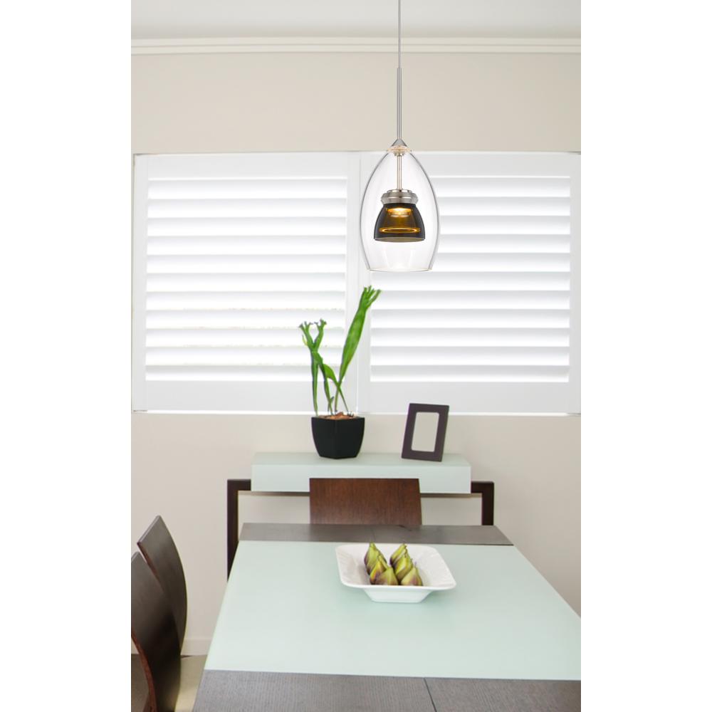 Integrated dimmable LED glass mini pendant light. 6W, 450 lumen, 3000K. Picture 2
