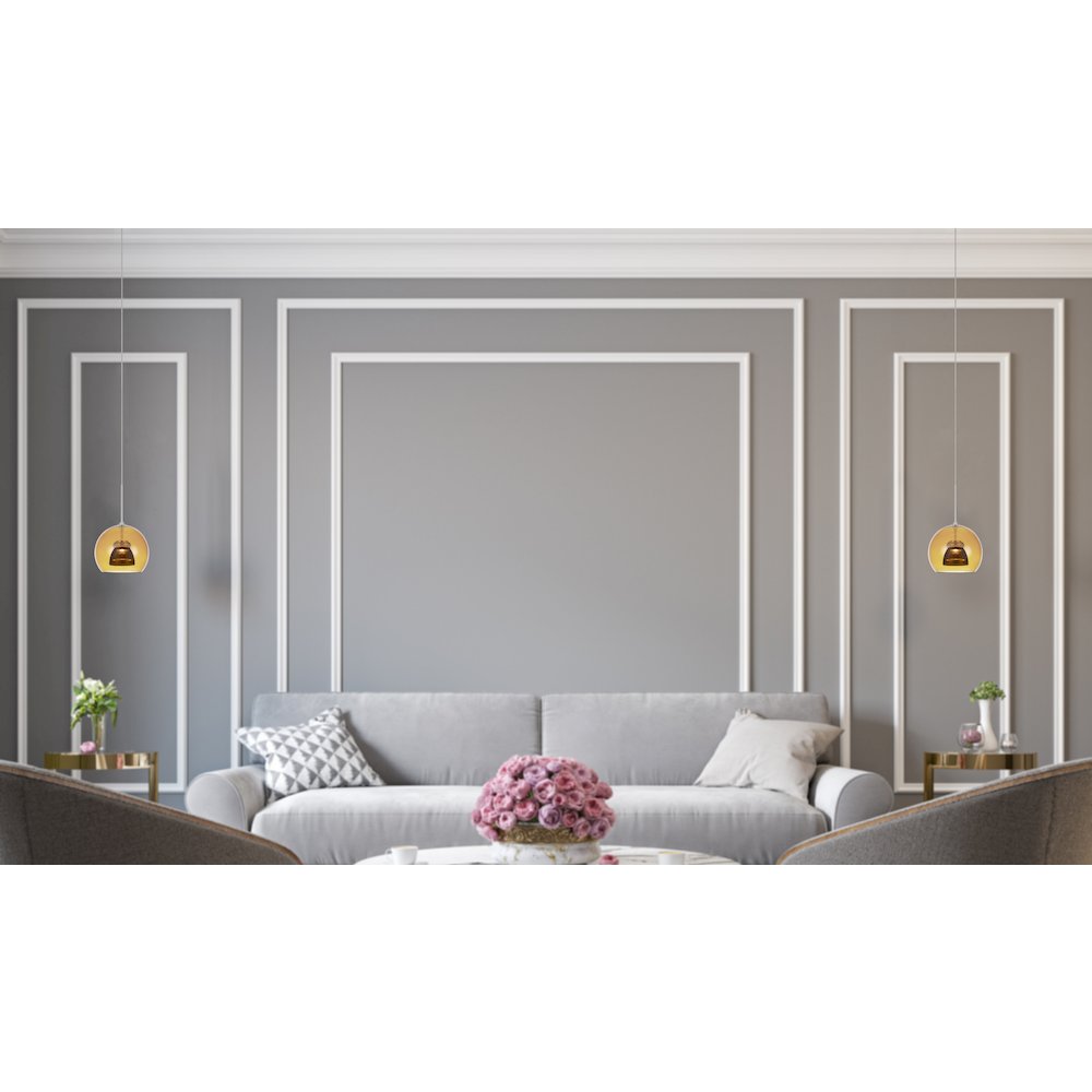 Integrated dimmable LED glass mini pendant light. 6W, 450 lumen, 3000K. Picture 2