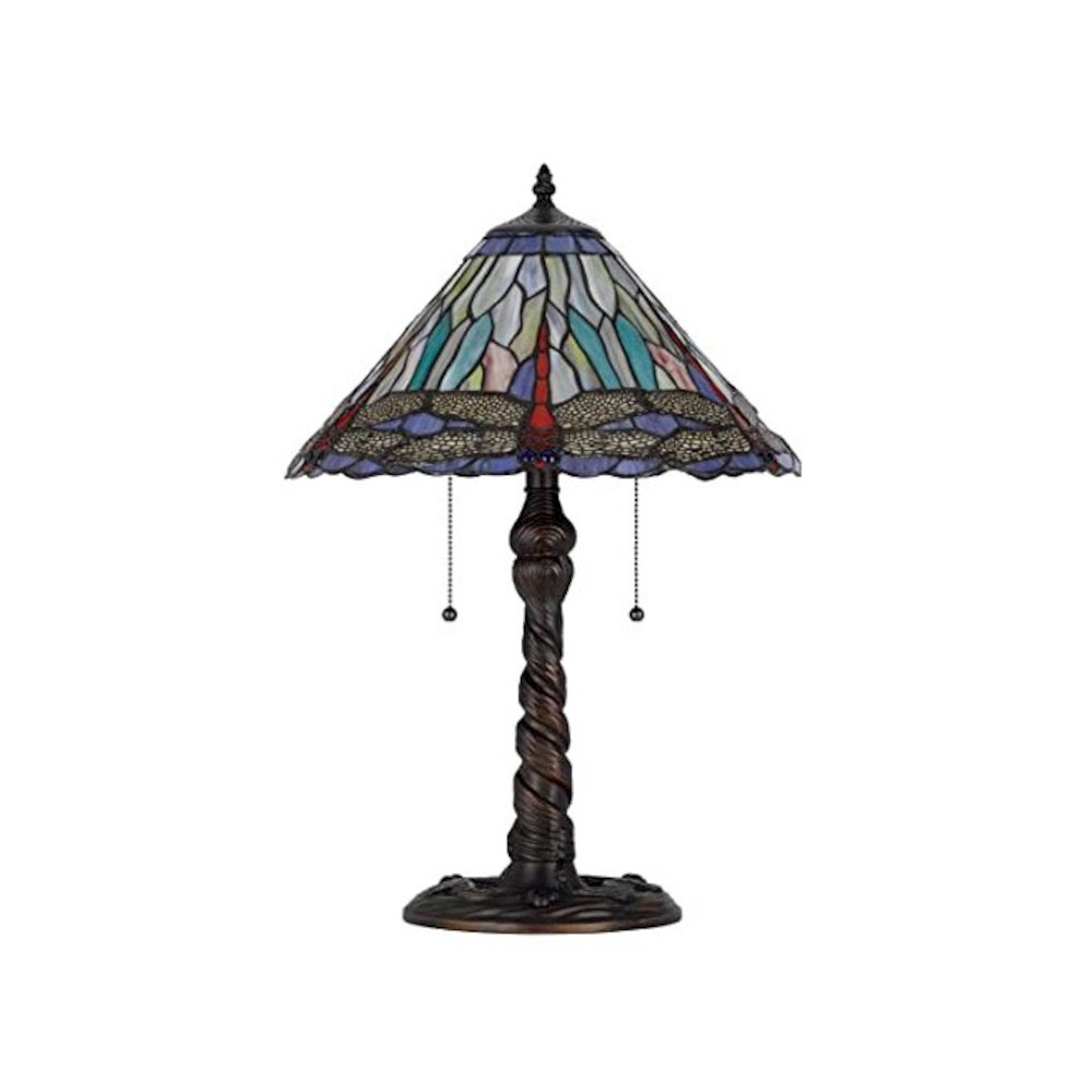 60W X 2 Metal/Resin Tiffany Table Lamp With Pull Chain Switches. Picture 3