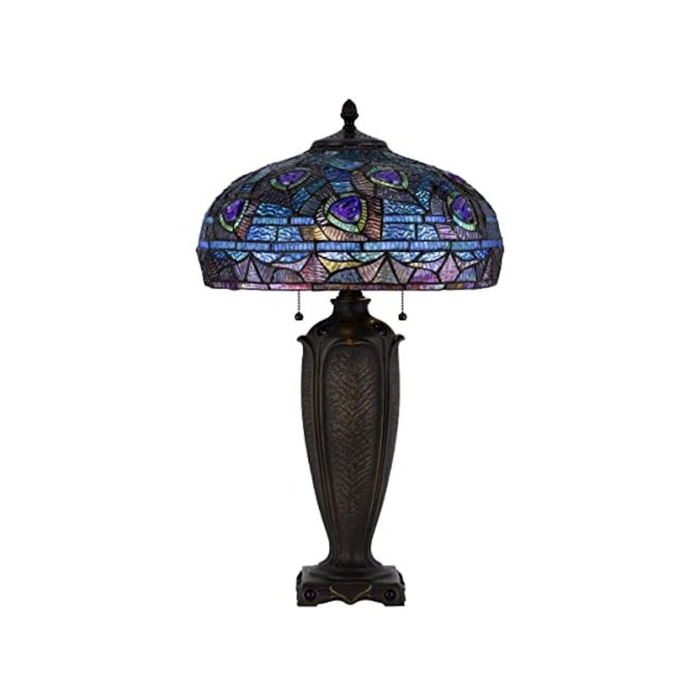 60W X 2 Metal/Resin Tiffany Table Lamp With Pull Chain Switches. Picture 1