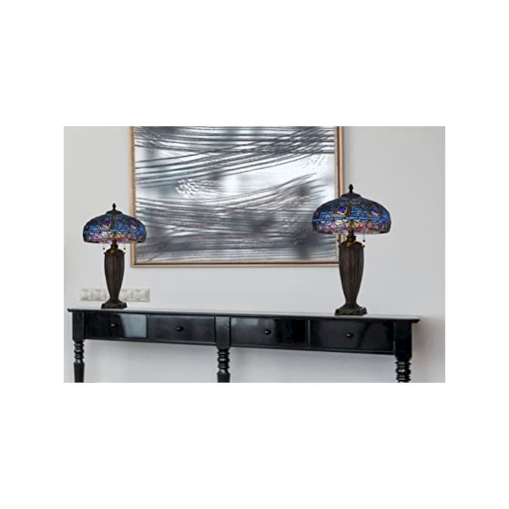60W X 2 Metal/Resin Tiffany Table Lamp With Pull Chain Switches. Picture 5