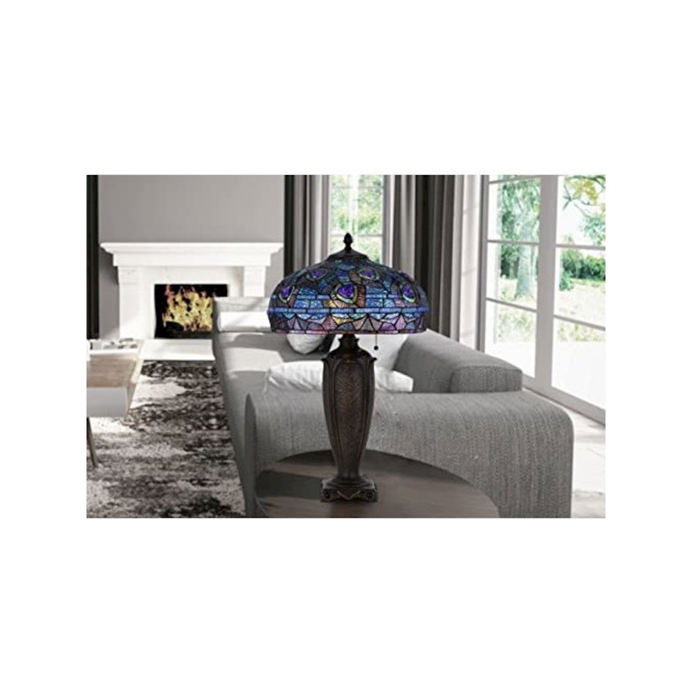 60W X 2 Metal/Resin Tiffany Table Lamp With Pull Chain Switches. Picture 4