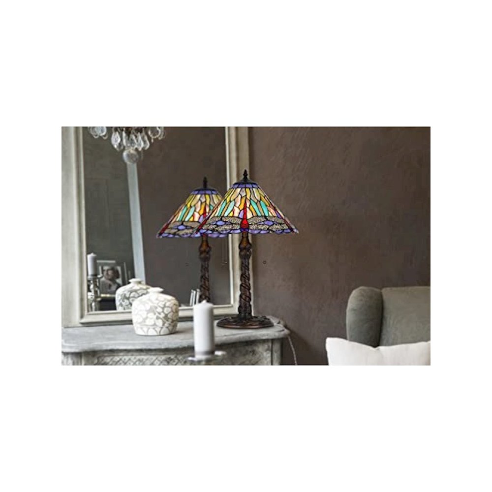 60W X 2 Metal/Resin Tiffany Table Lamp With Pull Chain Switches. Picture 4