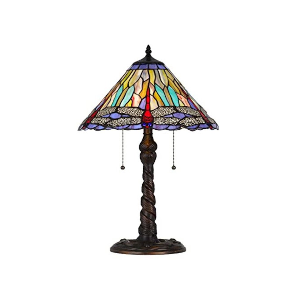 60W X 2 Metal/Resin Tiffany Table Lamp With Pull Chain Switches. Picture 1