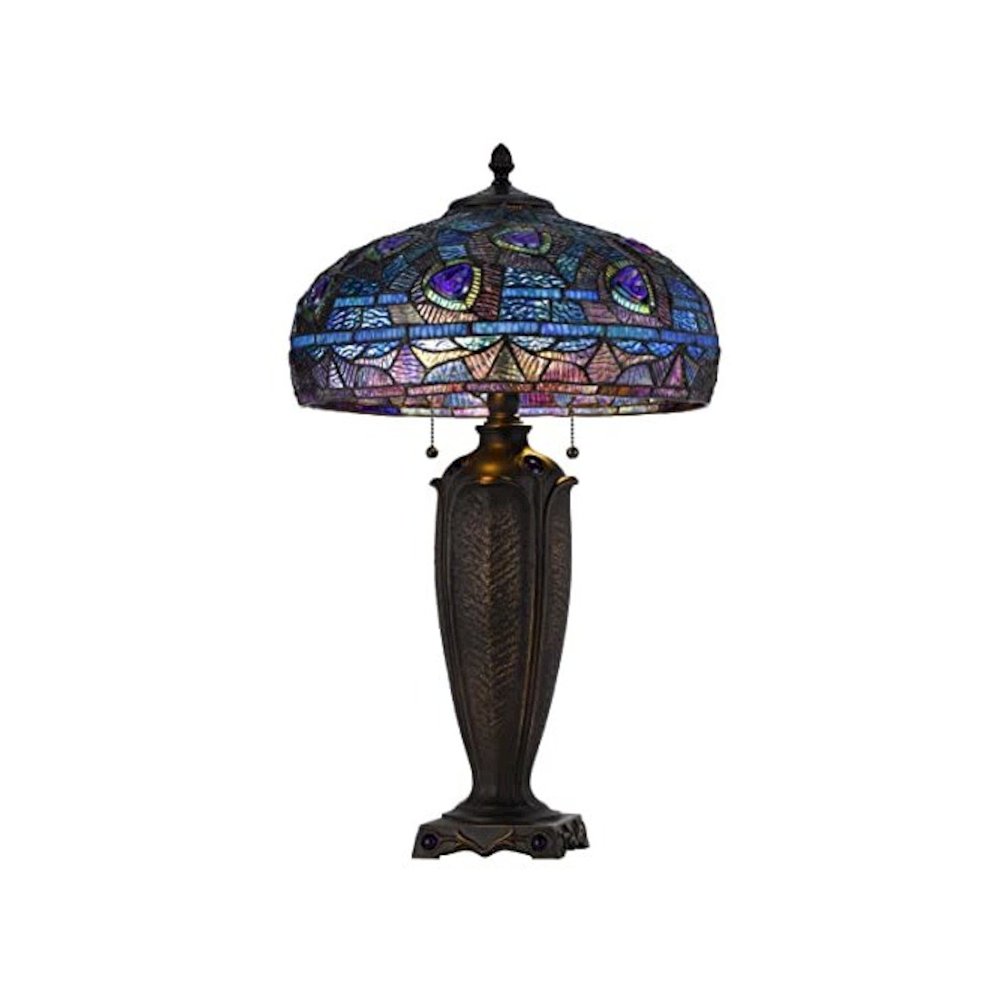 60W X 2 Metal/Resin Tiffany Table Lamp With Pull Chain Switches. Picture 3