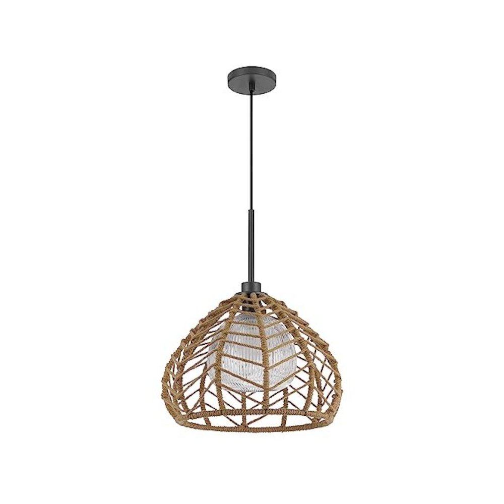 Dunn 60W Metal Pendant With Burlap Roped Shade. Picture 3