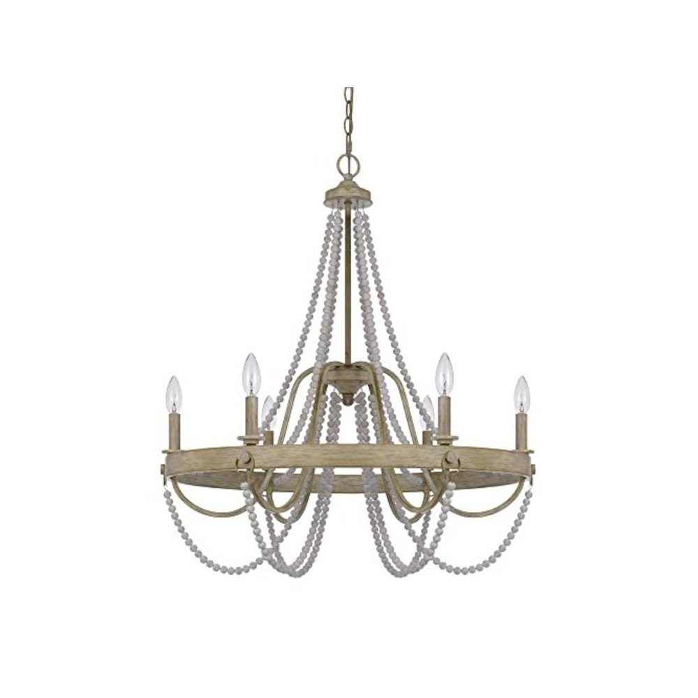60W X 6 Macon Beaded Metal Chandelier. Picture 1