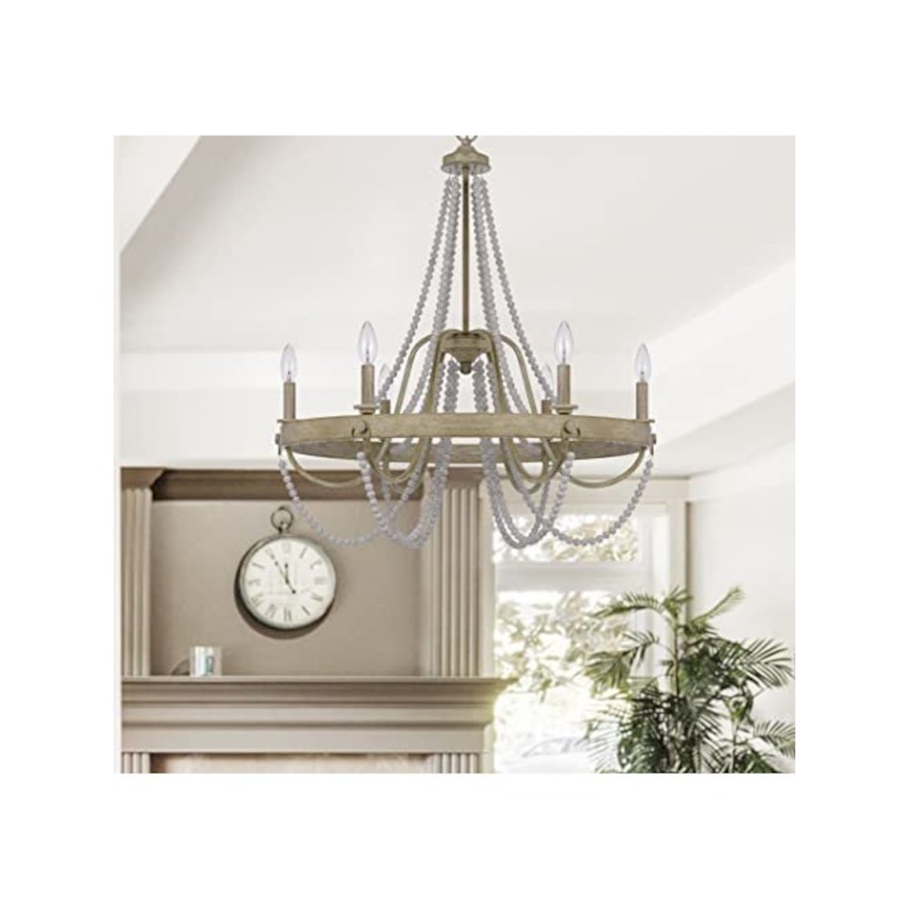 60W X 6 Macon Beaded Metal Chandelier. Picture 2