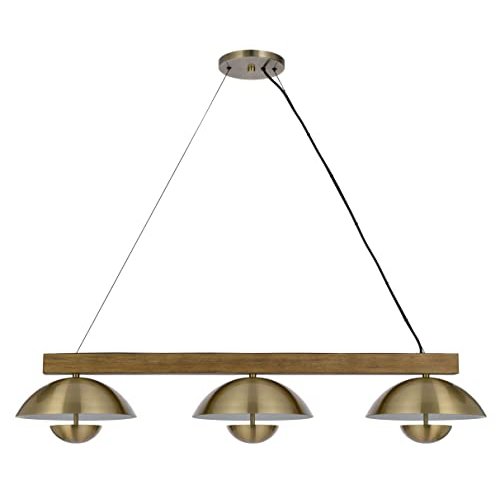 Lakeland 15W X 3 Intergrated Dimmable Led Metal / Birch Wood Island Chandelier. Picture 4