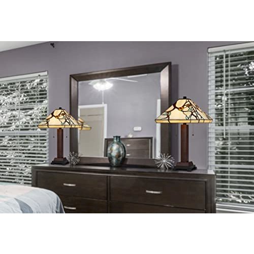 60W X 2 Metal/Resin Tiffany Table Lamp With Pull Chain Switches. Picture 5