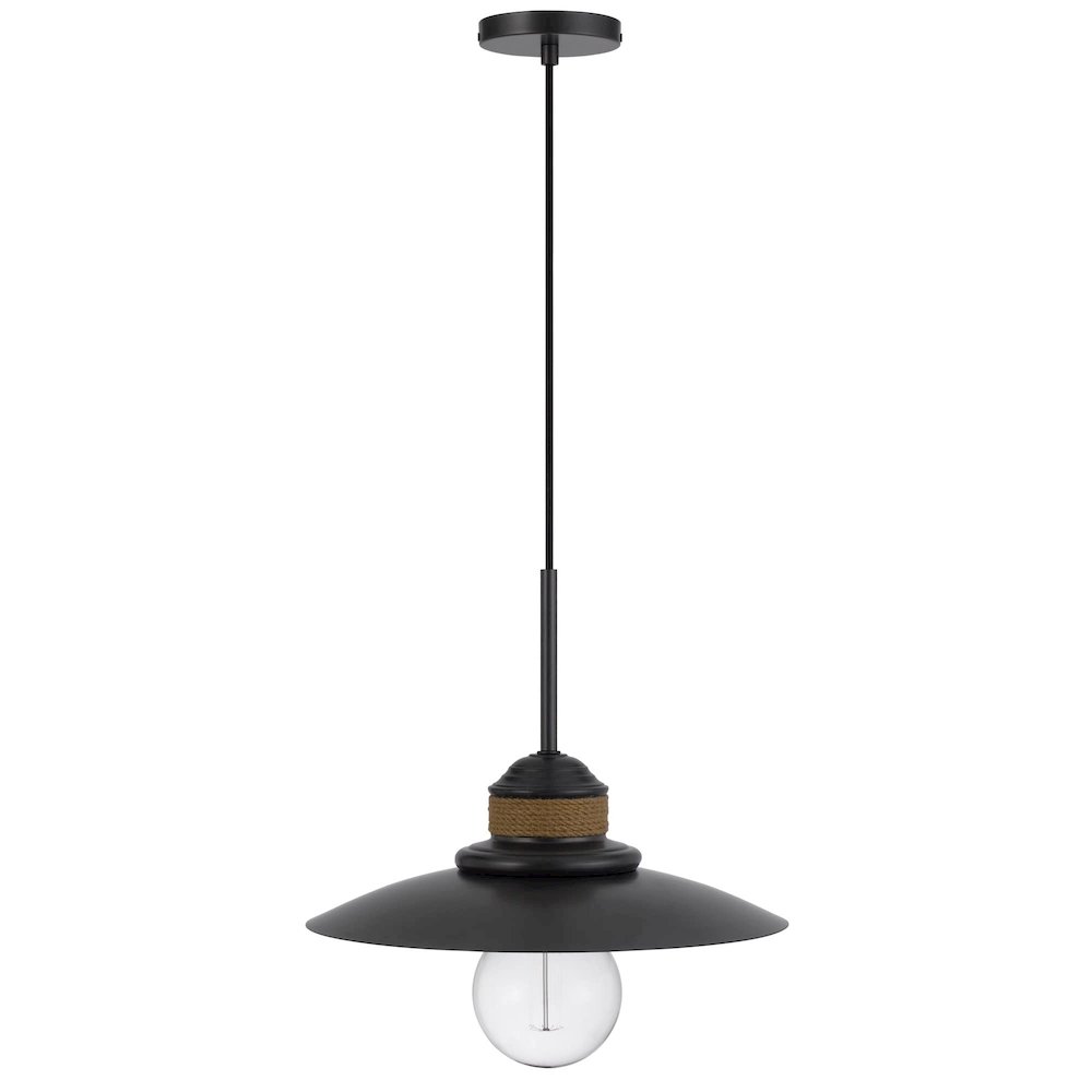 60W Mineola Metal Mini Pendant With Burlap Design. Picture 3