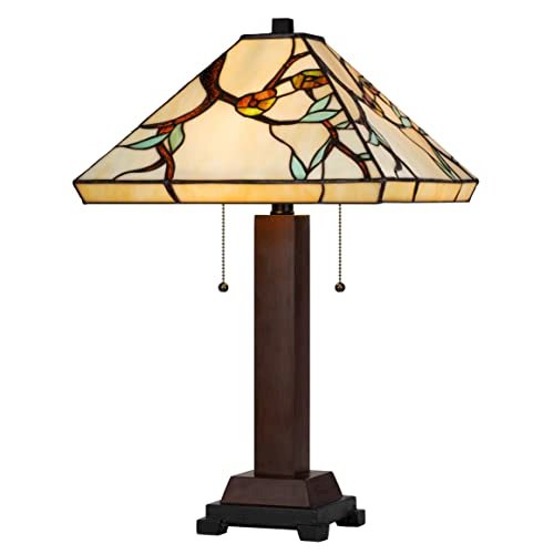 60W X 2 Metal/Resin Tiffany Table Lamp With Pull Chain Switches. Picture 1