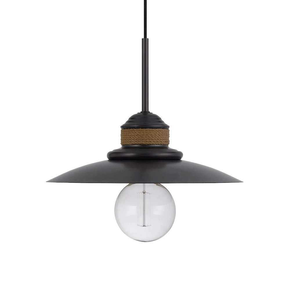 60W Mineola Metal Mini Pendant With Burlap Design. Picture 1