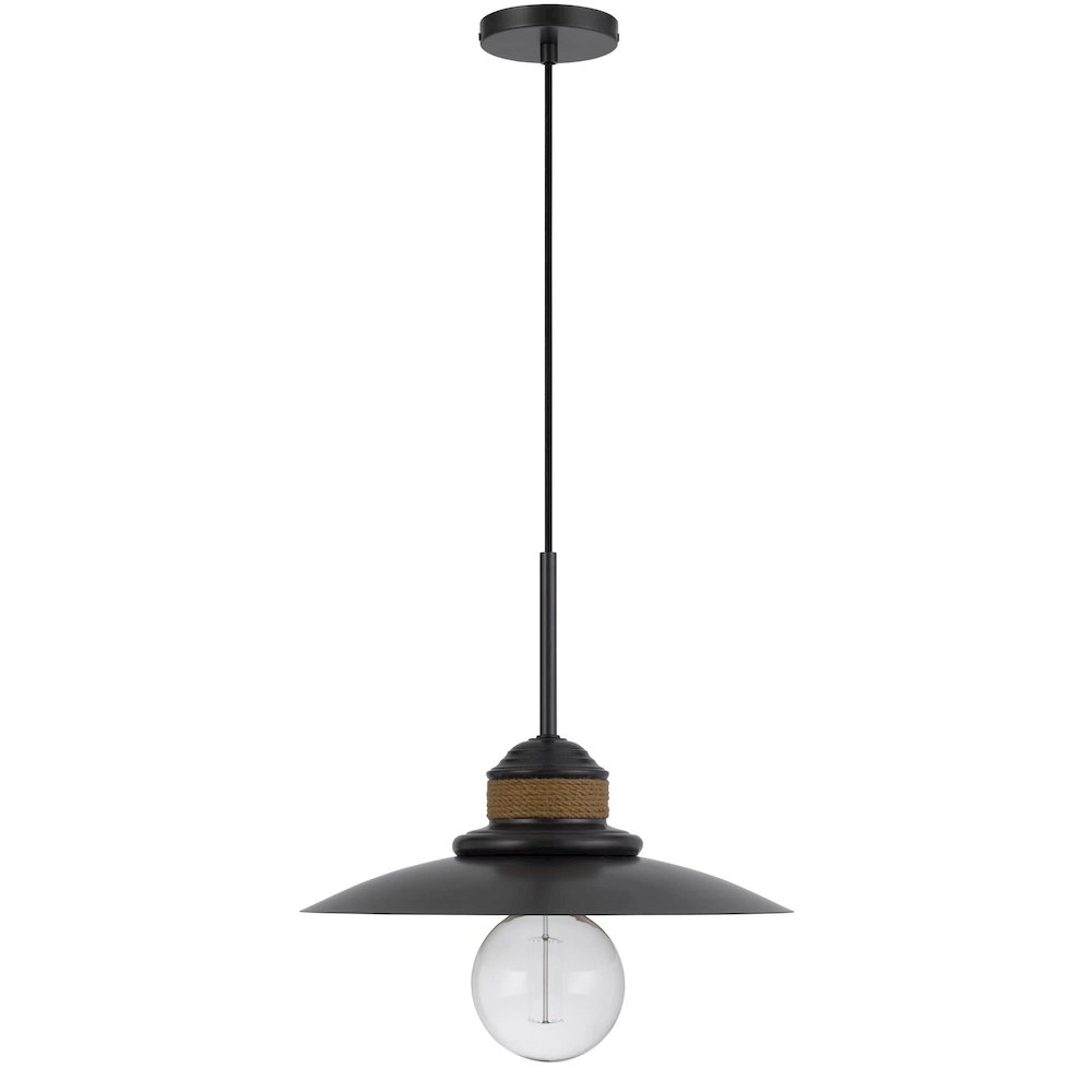 60W Mineola Metal Mini Pendant With Burlap Design. Picture 4