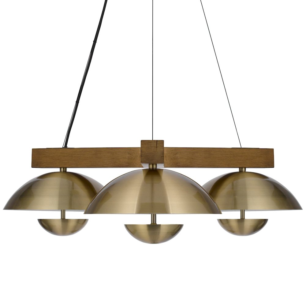 Lakeland 15W X 3 Intergrated Dimmable Led Metal / Birch Wood Pendant Light. Picture 1