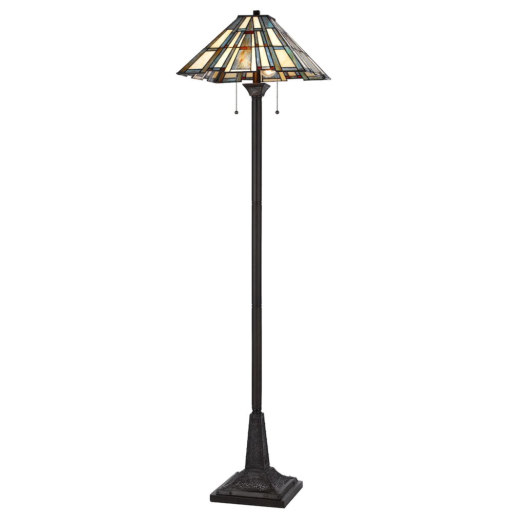 60W X 2 Metal/Resin Tiffany Floor Lamp With Pull Chain Switches. Picture 2