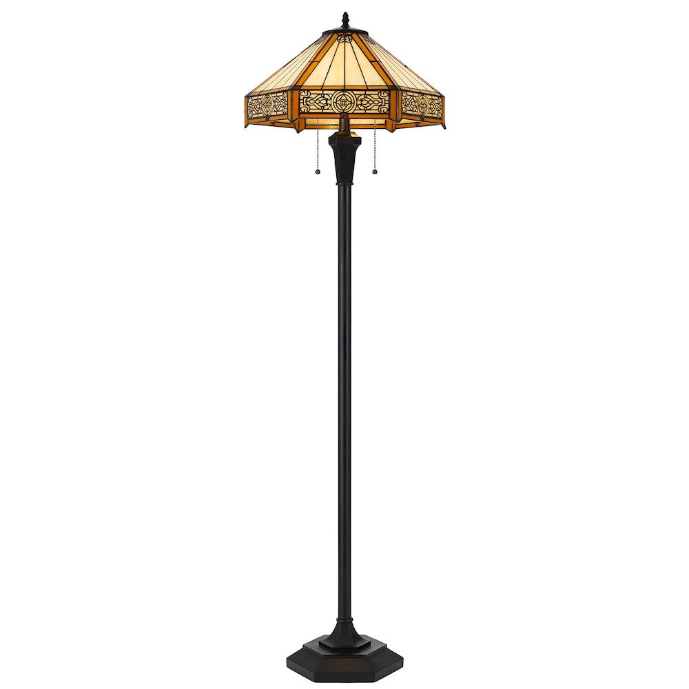 60W X 2 Metal/Resin Tiffany Table Lamp With Pull Chain Switches. Picture 3