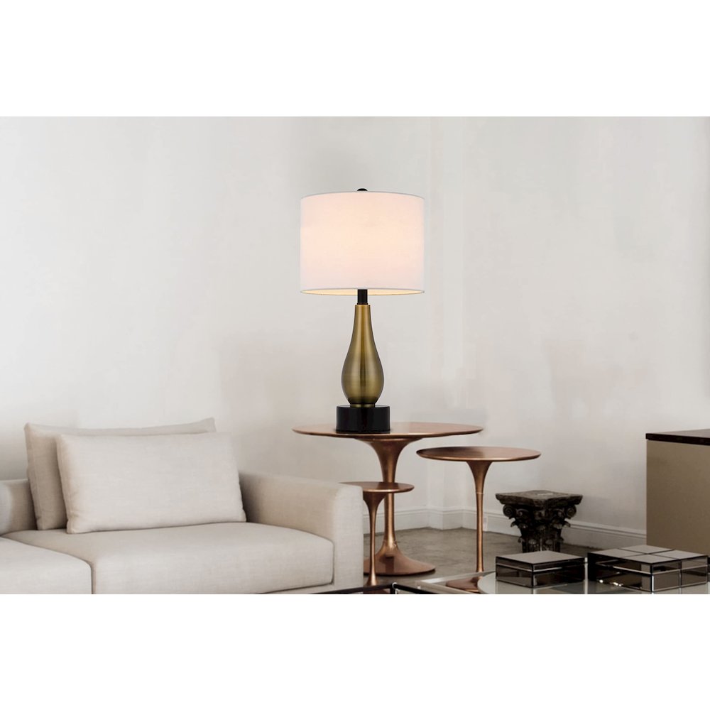 100W Ashland Metal Table Lamp With Hardback Drum Fabric Shade (Sold As Pairs). Picture 4